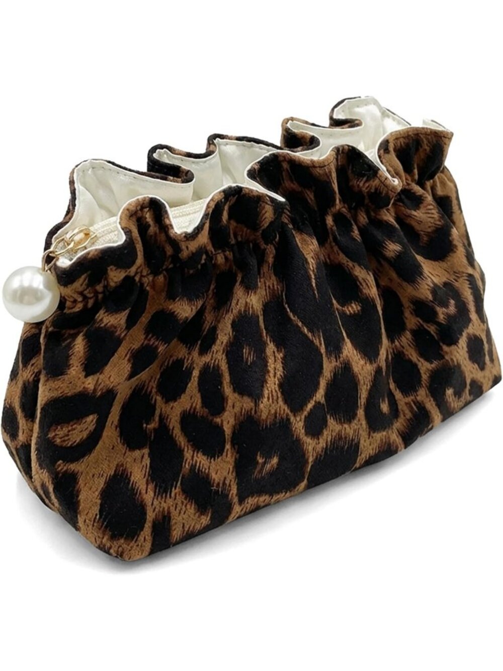 Cute Leopard Makeup Bag for Women, Travel Toiletry Organizer, Aesthetic Cosmetic